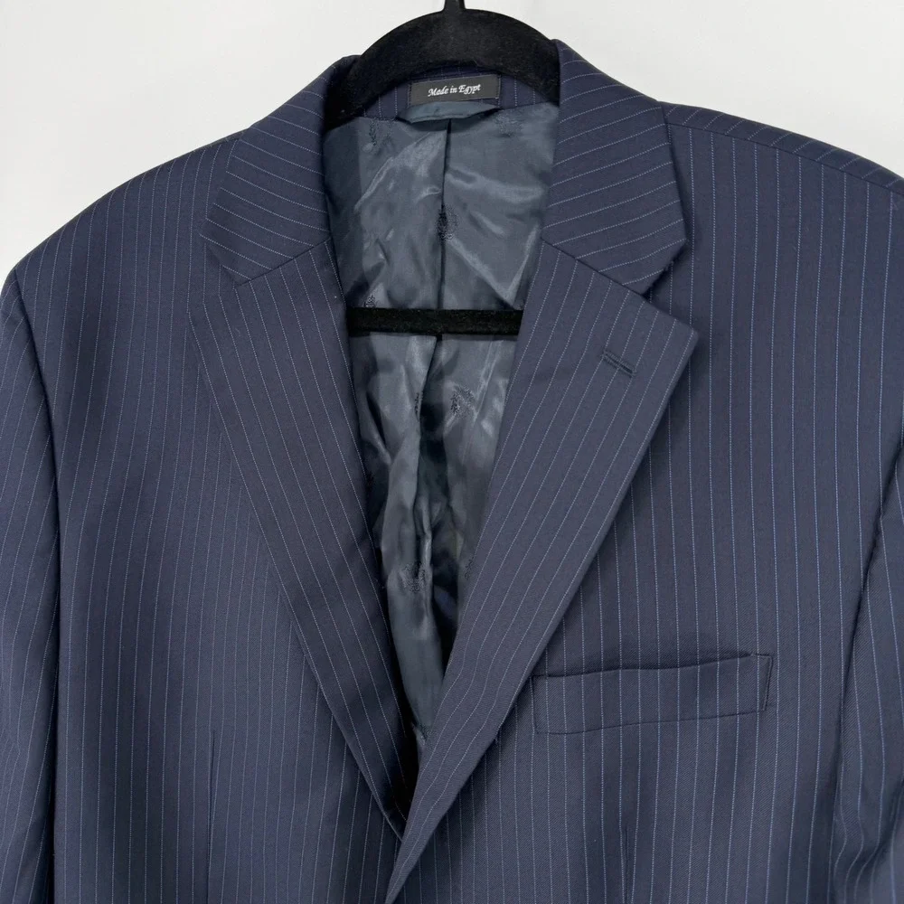 LAUREN RALPH LAUREN NAVY BLUE PINSTRIPE SPORT COAT 44L BLAZER SUIT JACKET‎